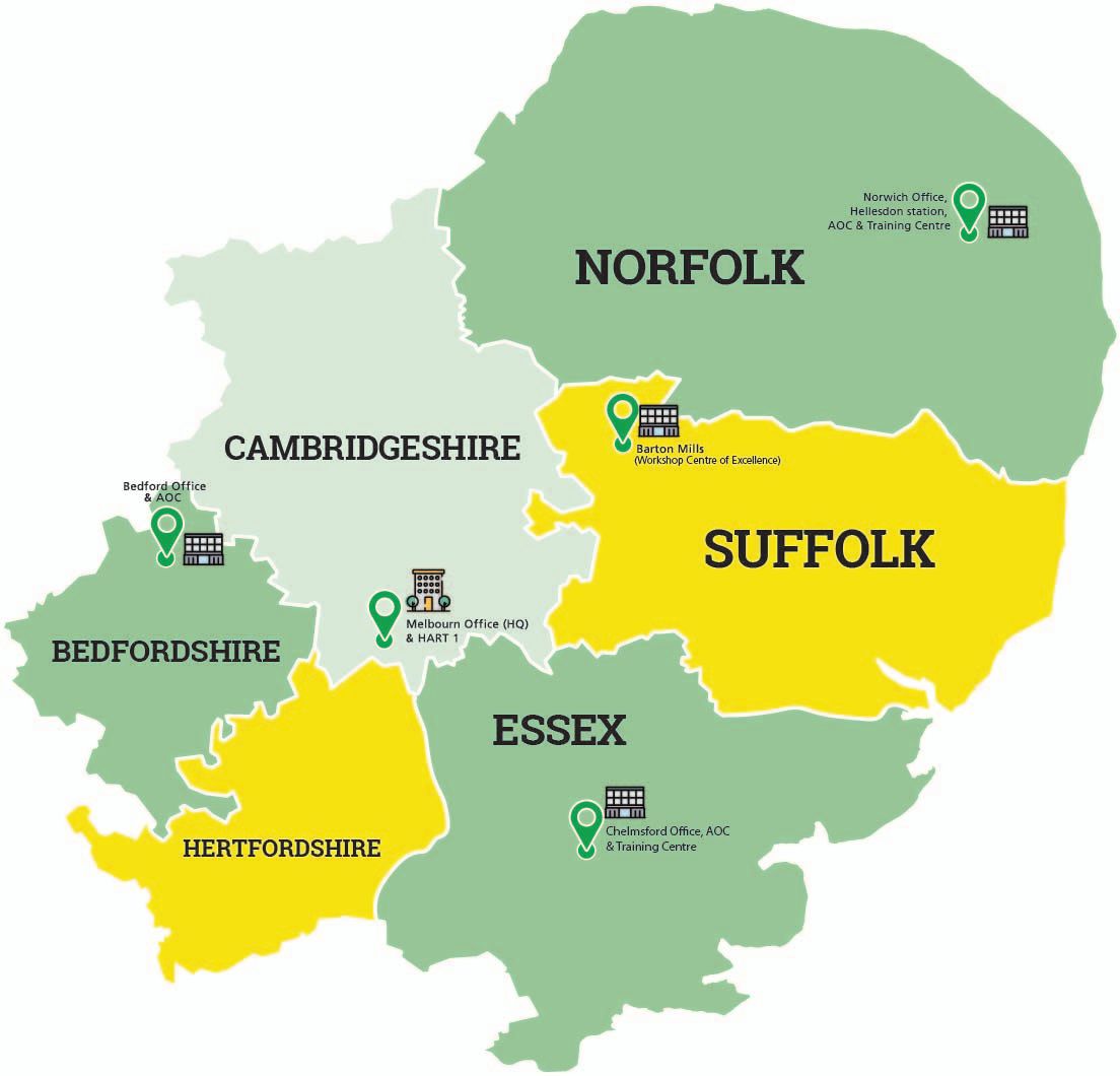 Map of EEAST counties