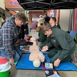 A CPR training session in a shopping centre