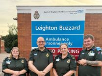 Volunteer community first responders outside Leighton Buzzard ambulance station