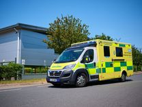 An ambulance parked on a road outside a depot, used as a stock image to accompany a message about a serious incident.