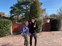 Sian and Bryn with kit bags on.